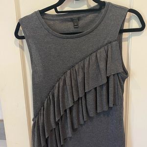 J. Crew gray tank top with ruffles.